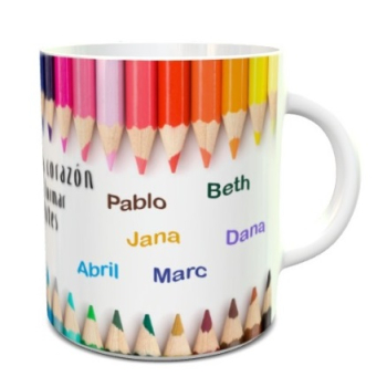 Kubek na dzień nauczyciela - kredki imiona dzieci